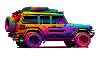 Realistic modified sports neon car for free, Ai Generative png