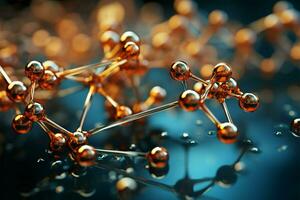 3D illustration of a molecule model, forming a compelling science backdrop AI Generated photo