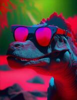 anaglyph 3d dinosaur wearing glasses illustration photo