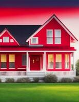 related to selling a house, red color illustration photo