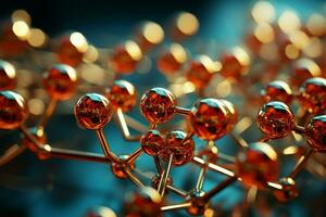 3D illustration of a molecule model, forming a compelling science backdrop AI Generated photo