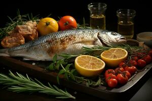 Citrusy sea bream, fragrant rosemary, a coastal culinary journey unfolds AI Generated photo