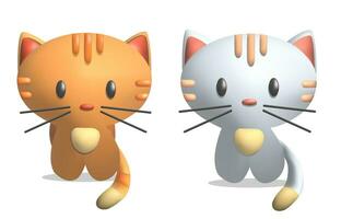 Cute striped kitty. Isolated on white background. 3D vector cat illustration