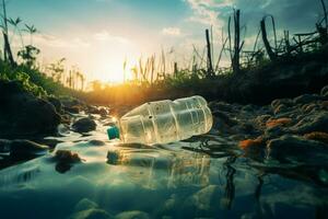 mundo ambiente día levanta conciencia acerca de plástica para un mas saludable tierra ai generado foto