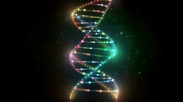 Christmas New Year graphic glowing dark human dna background. AI generated. photo