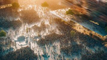 Digital society of future. Modern technological city. AI generated. photo