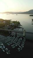 Aerial view of the coast of Vancouver at twilight, Canada video