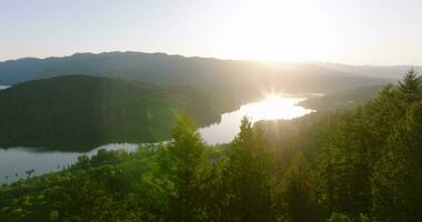 Aerial view from Burnaby Mountain Park of Deep Cove Bay video