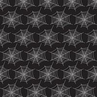Spider web seamless vector pattern on black background. Halloween texture