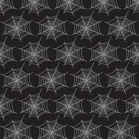 Spider web seamless vector pattern on black background. Halloween texture