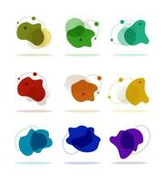 Set isolated Vector abstract dynamic blots for modern designs. Colorful flat fluid blob liquid stain