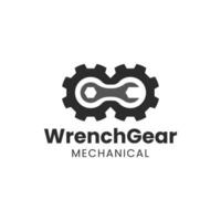 Unique logo combination of gear and wrench vector