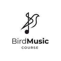 Mono line logo combination of bird and musical note. vector