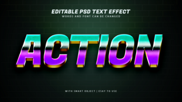 Action 3d retro text effect editable psd