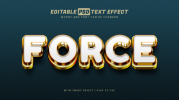 Force gold 3d style text effect psd