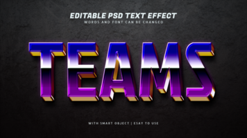 Teams 3d retro text effect editable psd