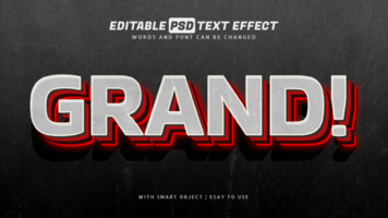 grande vermelho brilhando 3d texto efeito editável psd