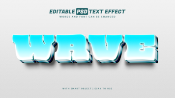 Wave 3d blue style text effect editable psd