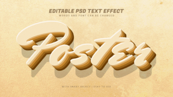 Poster 3d vintage retro style text effect psd