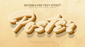 poster 3d vintage retro estilo texto efeito psd