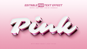 rosado 3d estilo texto efecto editable psd