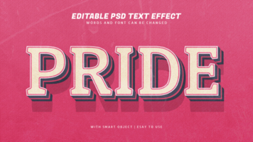 Pride 3d retro vintage style text effect psd
