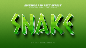 serpiente verde 3d texto efecto editable psd