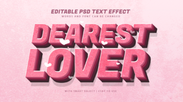 très cher amoureux rose texte effet modifiable psd