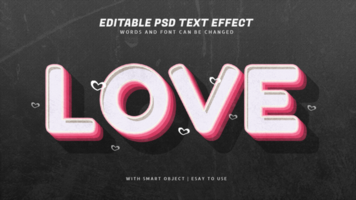 Love 3d retro vintage style text effect psd