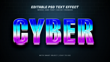 Cyber 3d retro text effect editable psd
