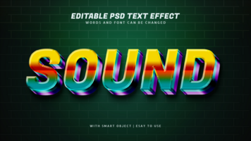 sonido retro 3d texto efecto editable psd