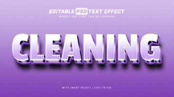Cleaning 3d purple text effect editable psd