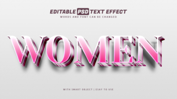 Women 3d pink style text effect editable psd