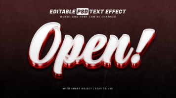 Open red white 3d style text effect psd