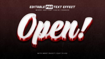 ouvert rouge blanc 3d style texte effet psd