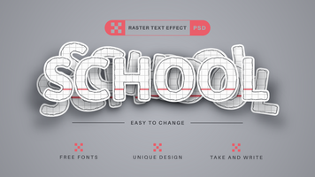 Schule - - editierbar Text Wirkung, Schriftart Stil psd