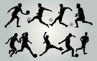 soccer players flat design silhouette vector illustration