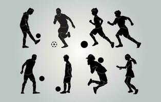fútbol jugadores plano diseño silueta vector ilustración