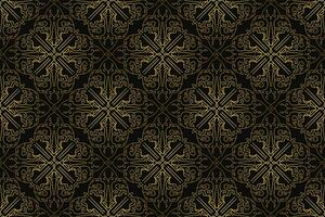 Black and gold art deco seamless pattern design vector