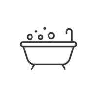 Bath icon in flat style. Bathroom vector illustration on isolated background. Bathtub sign business concept.