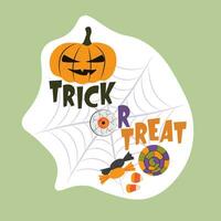 Halloween themed isolated sticker with lettering Trick or treat vector