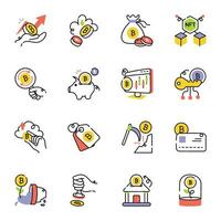 Set of Cryptocurrency Market Hand Drawn Icons vector