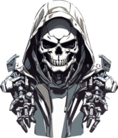 Mecha Skull with Hoodie Logo Mascot AI Generative png