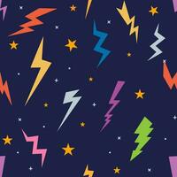 Lightning Bolts Signs Seamless Pattern. Vector drawing.