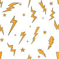 Lightning Bolts Signs Seamless Pattern. Vector drawing.