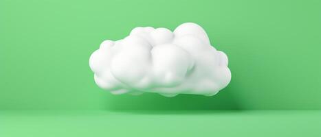 white cloud isolated on plain green background. AI Generative photo