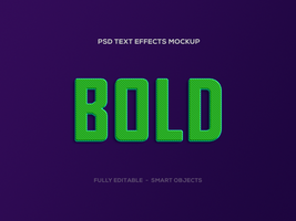 PSD Embossed Green Text Effect Mockup