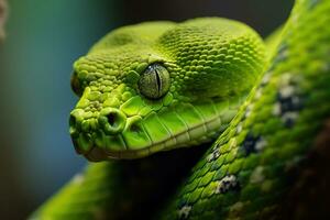 top view, White-Lipped Island Pit Viper AI Generative photo