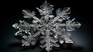 Snowflake frozen in a block of ice, crystal shard, backlit, beautiful lighting. Generative AI photo