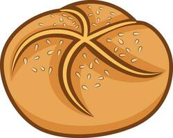 Kaiser roll bun vector illustration, Kaiser roll, Kaisersemmel, Emperor roll, Vienna roll kajzerka or a hard roll stock vector image